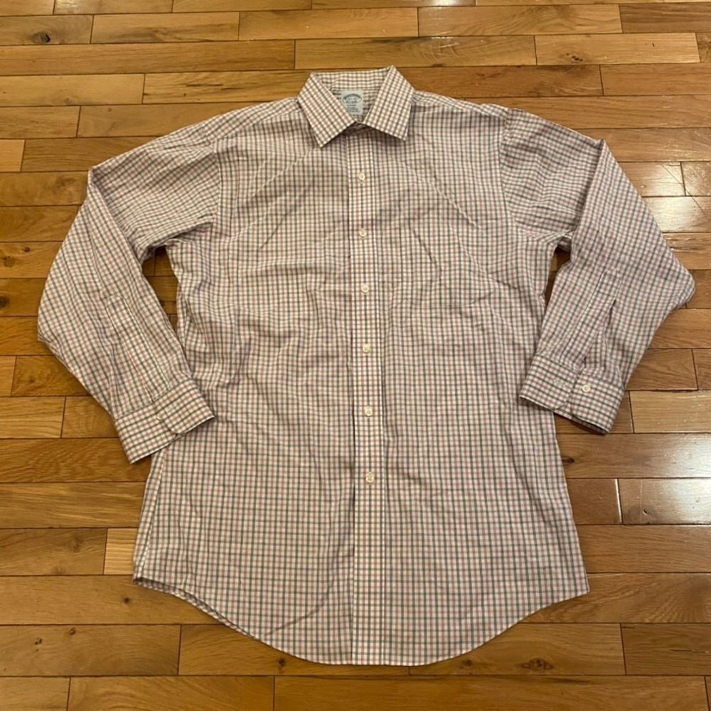 Brooks Brothers Regent Dress Shirt 15.5 32 Sufima Cotton Non-Iron Tattersall